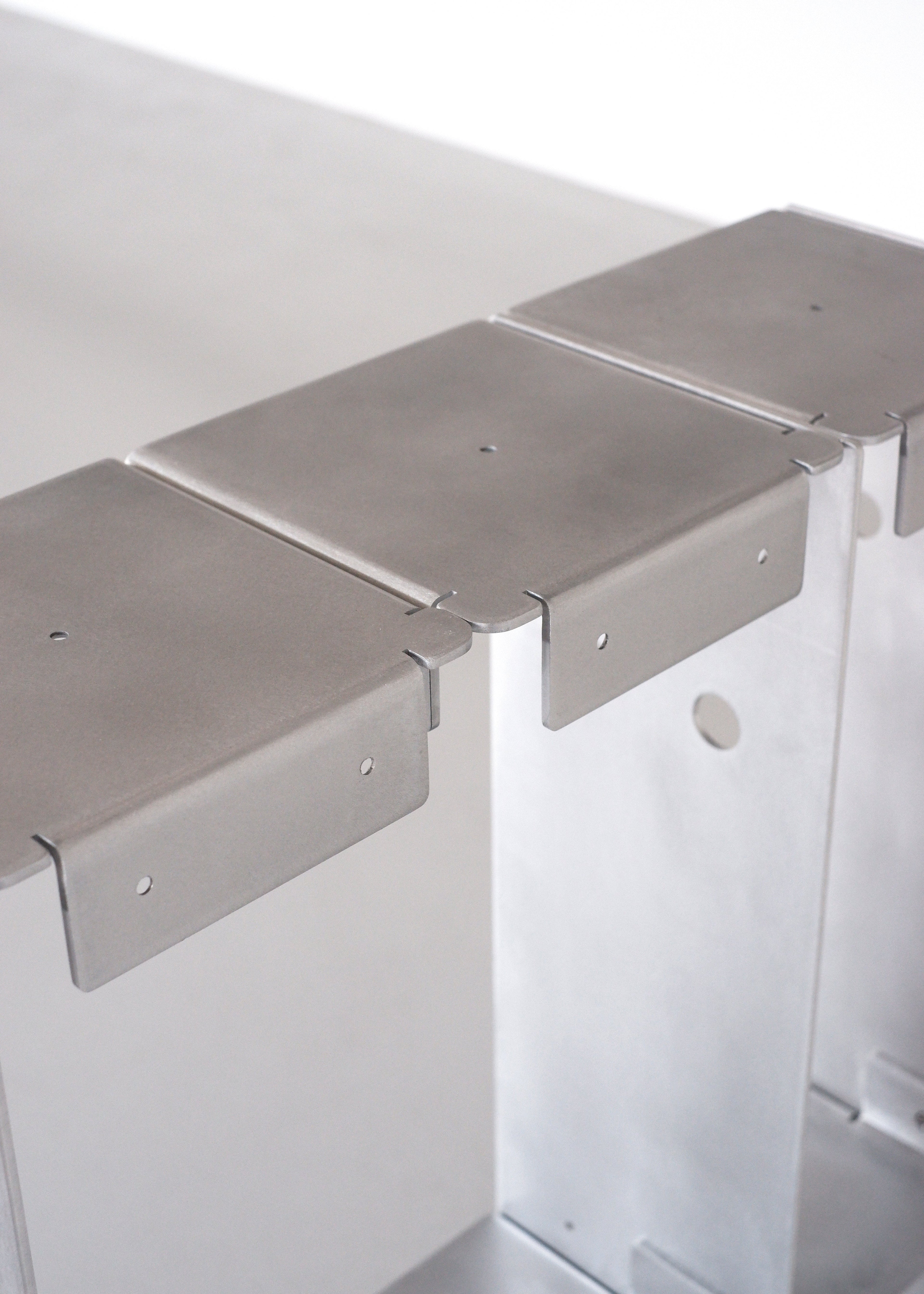 Metal brackets on a white background