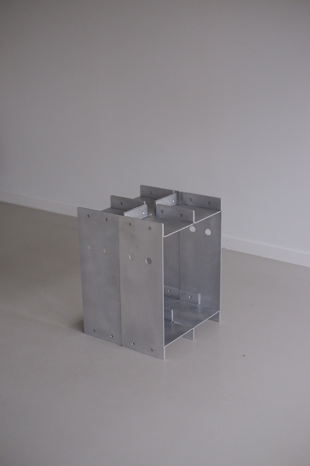 Metal table on a grey background