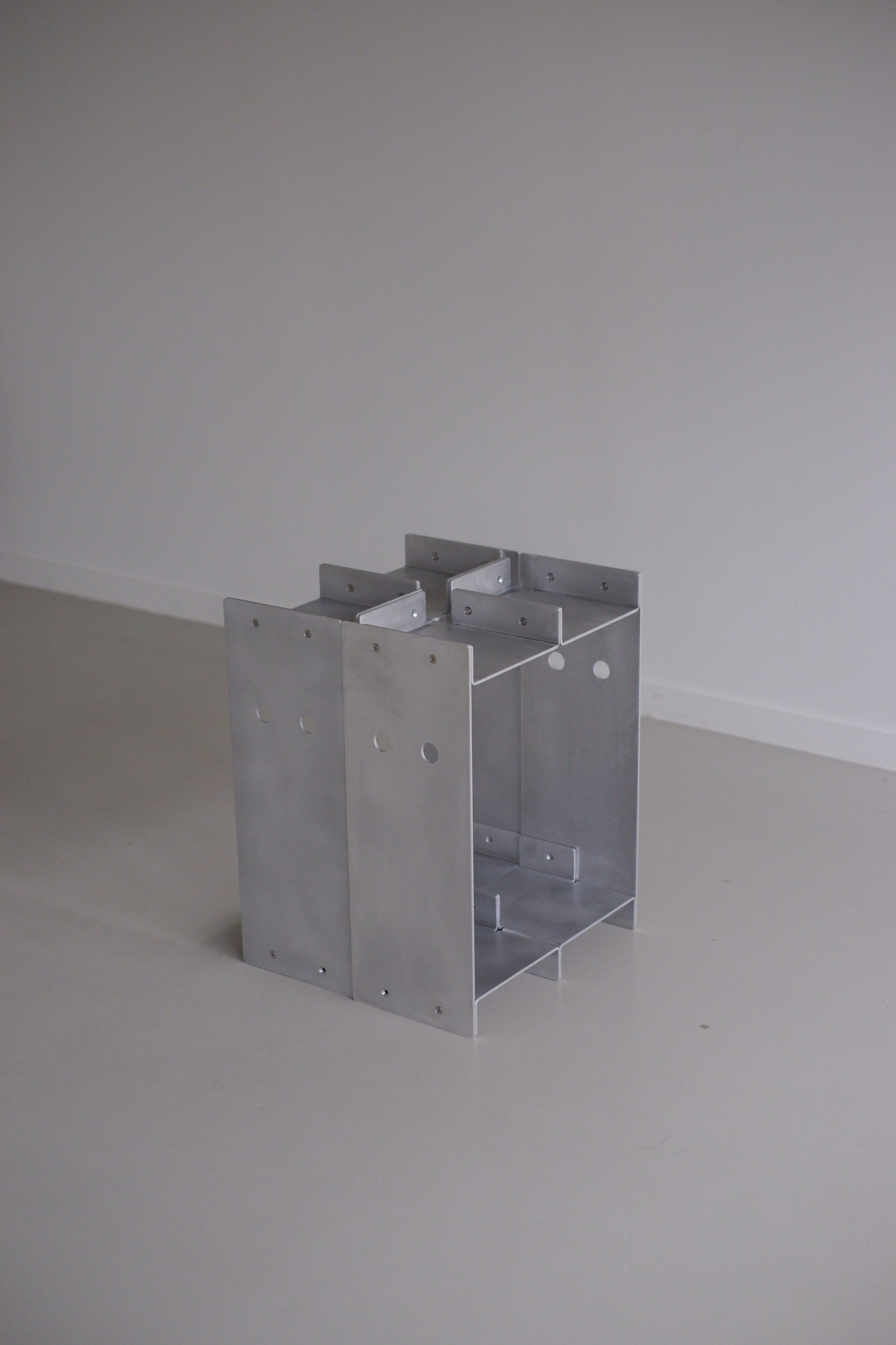 Metal table on a grey background