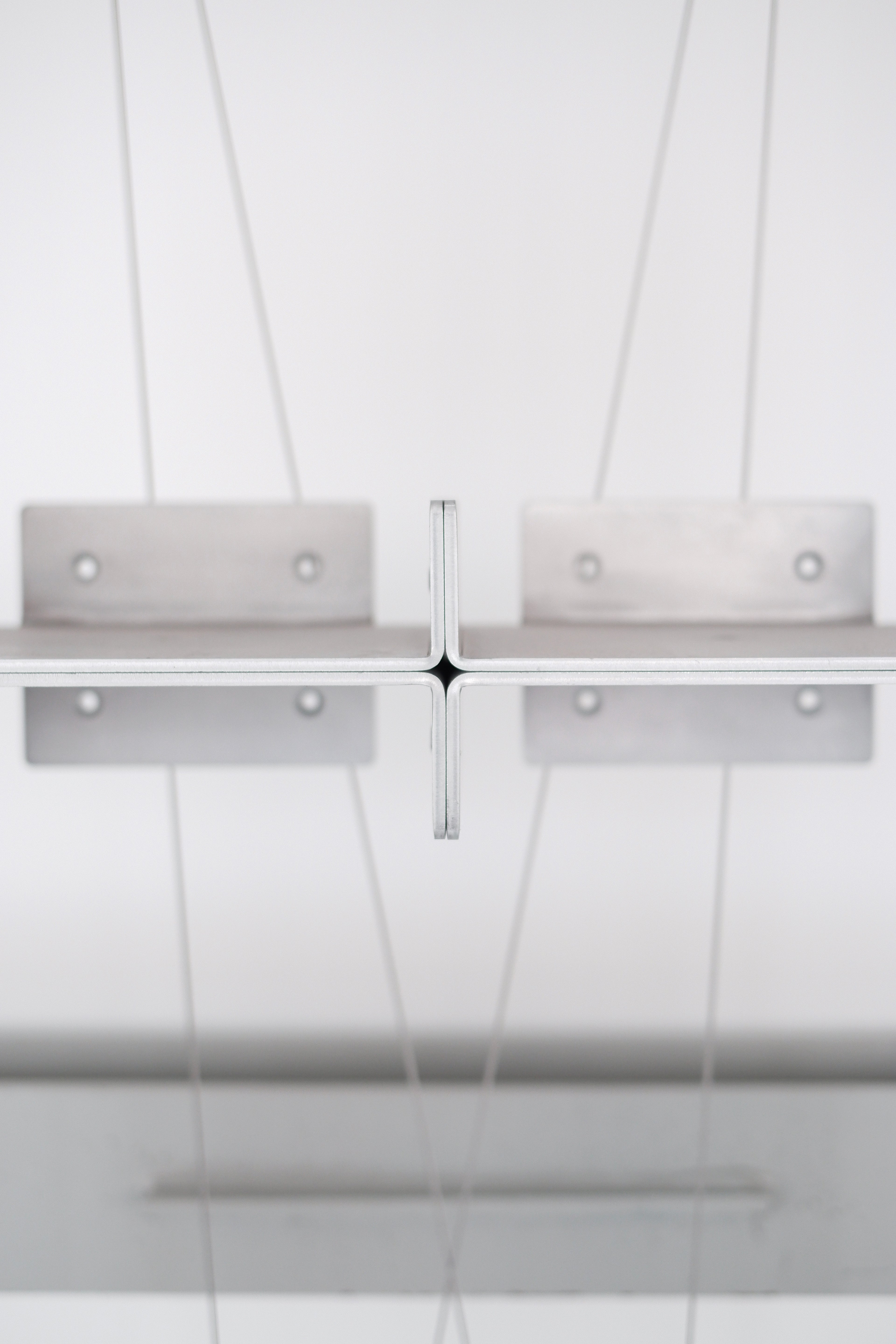 Close-up of a metal system on a white background